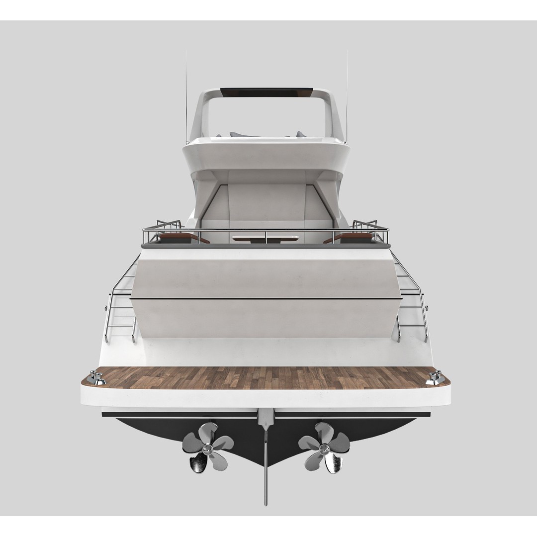 Yacht Motorboat 3D Model – Low Poly PBR Game Asset, FBX, OBJ - View 13