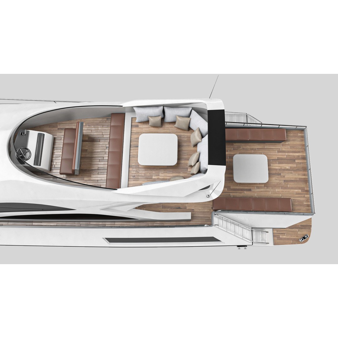 Yacht Motorboat 3D Model – Low Poly PBR Game Asset, FBX, OBJ - View 14
