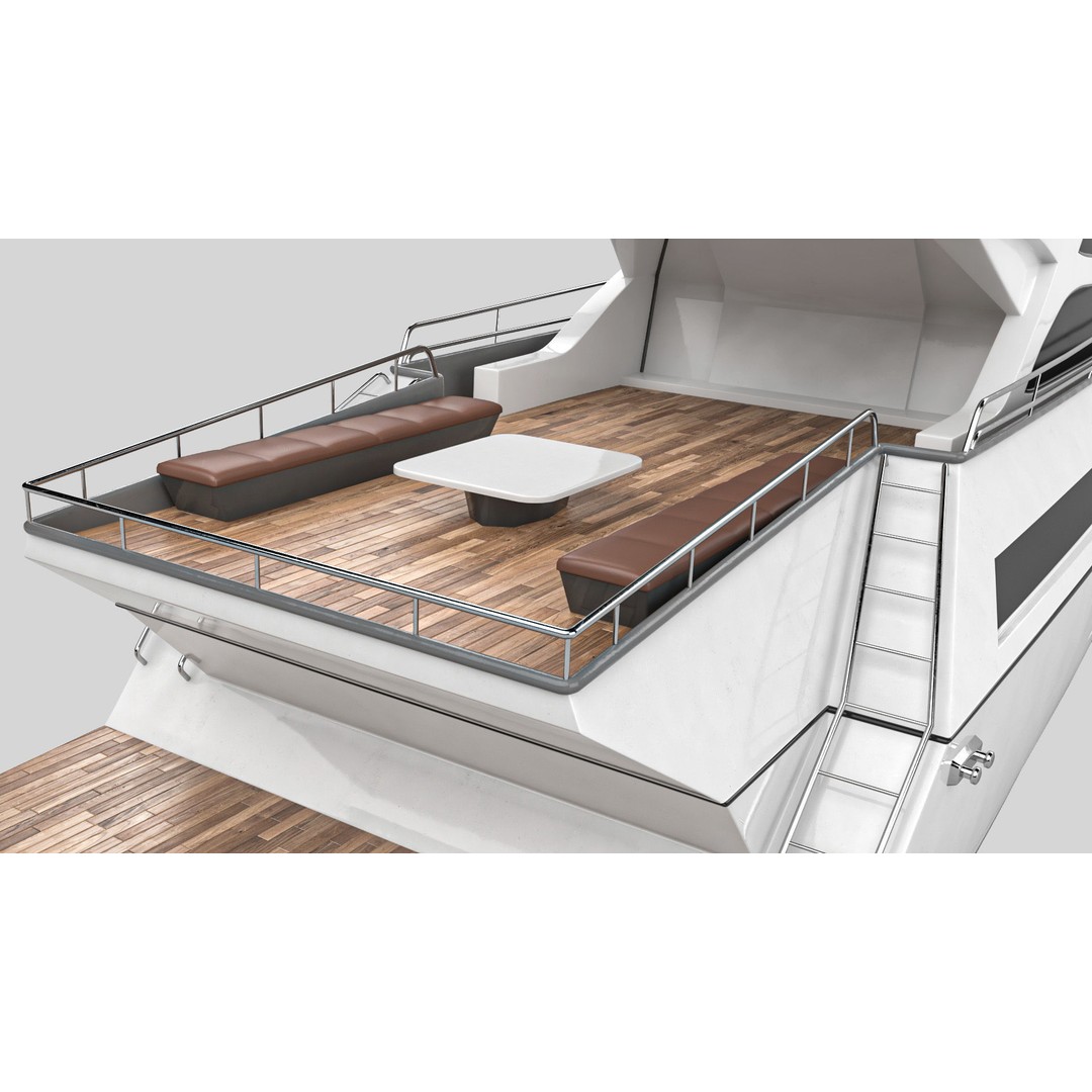 Yacht Motorboat 3D Model – Low Poly PBR Game Asset, FBX, OBJ - View 17