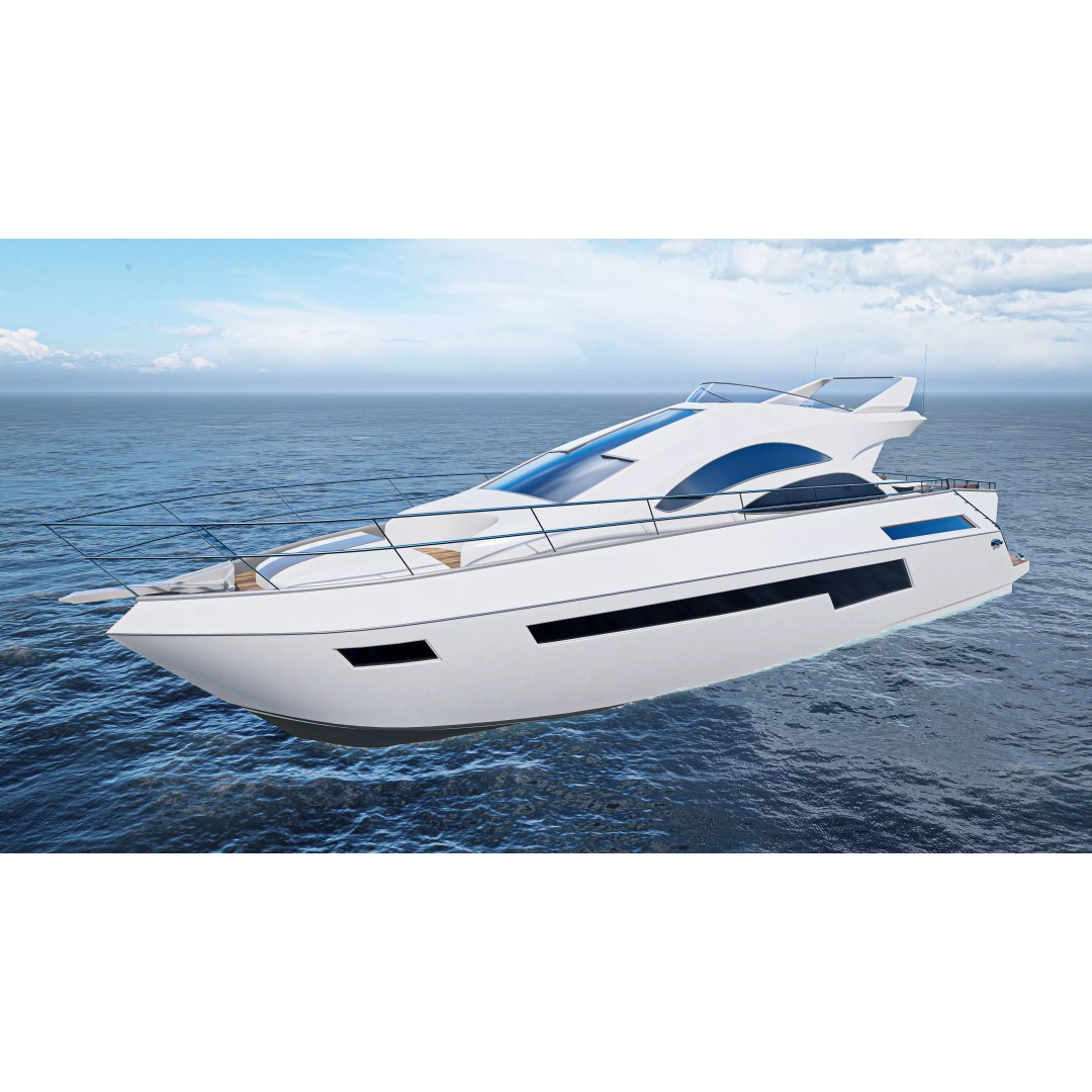 Yacht Motorboat 3D Model – Low Poly PBR Game Asset, FBX, OBJ - View 2