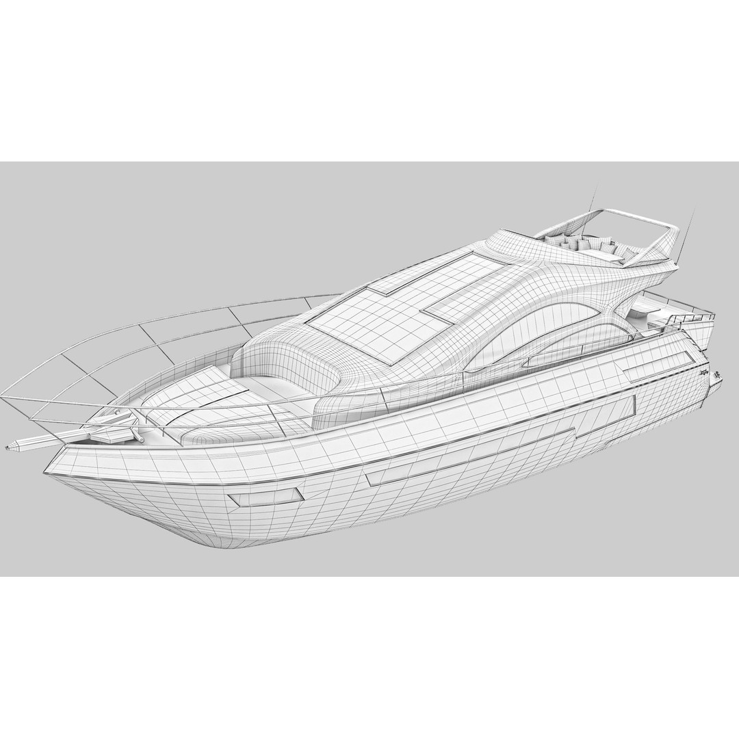 Yacht Motorboat 3D Model – Low Poly PBR Game Asset, FBX, OBJ - View 21