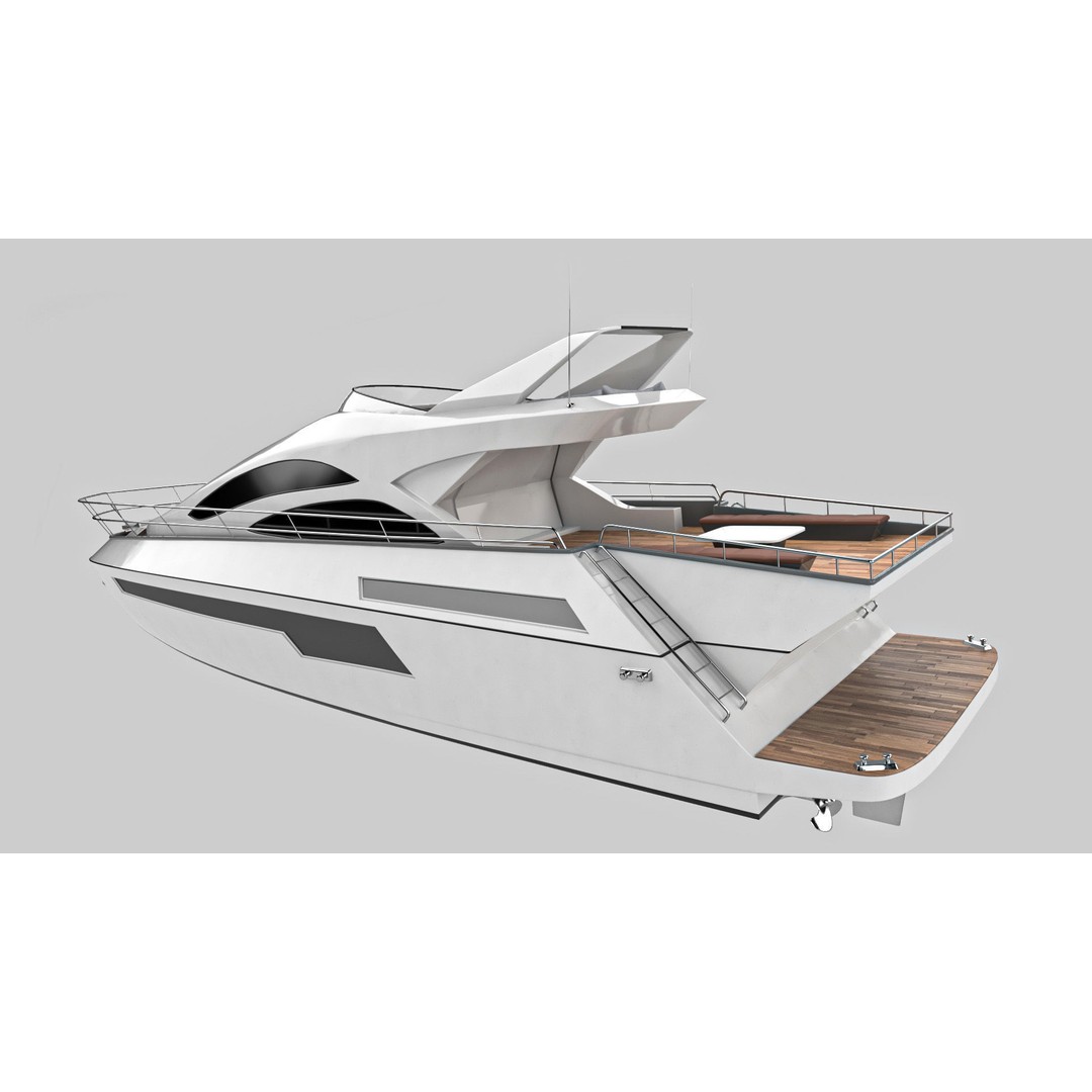 Yacht Motorboat 3D Model – Low Poly PBR Game Asset, FBX, OBJ - View 5