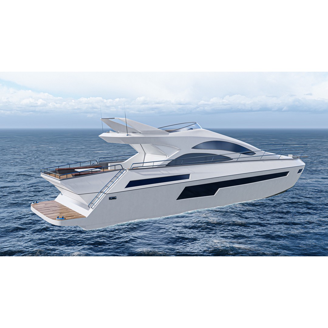 Yacht Motorboat 3D Model – Low Poly PBR Game Asset, FBX, OBJ - View 6