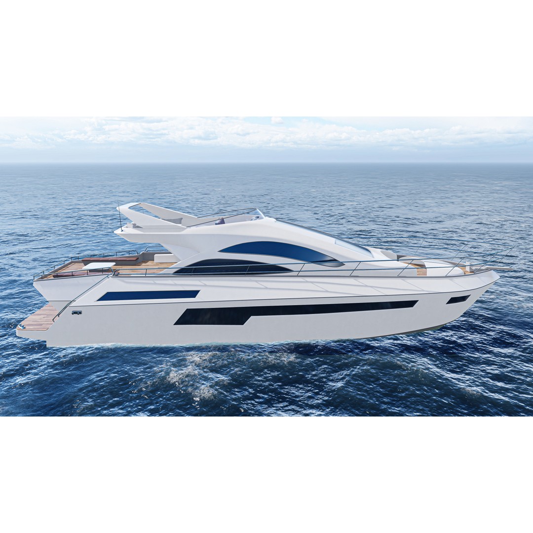 Yacht Motorboat 3D Model – Low Poly PBR Game Asset, FBX, OBJ - View 8