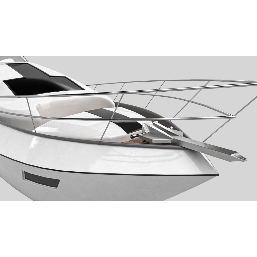 Yacht Motorboat 3D Model – Low Poly PBR Game Asset, FBX, OBJ - View 9