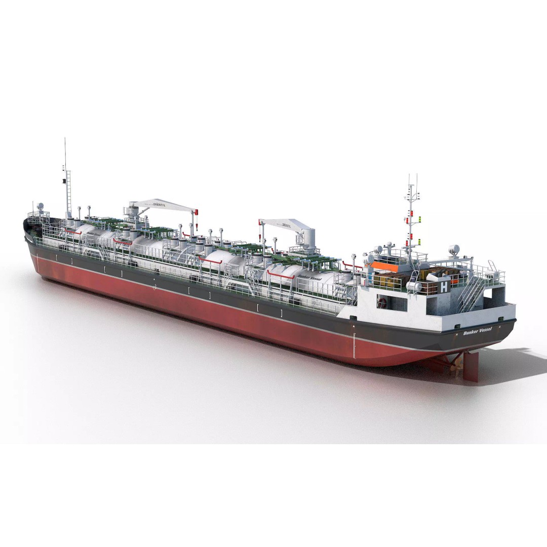 Bunkering Vessel 3D Model – High Poly Industrial Watercraft, FBX, OBJ - View 2