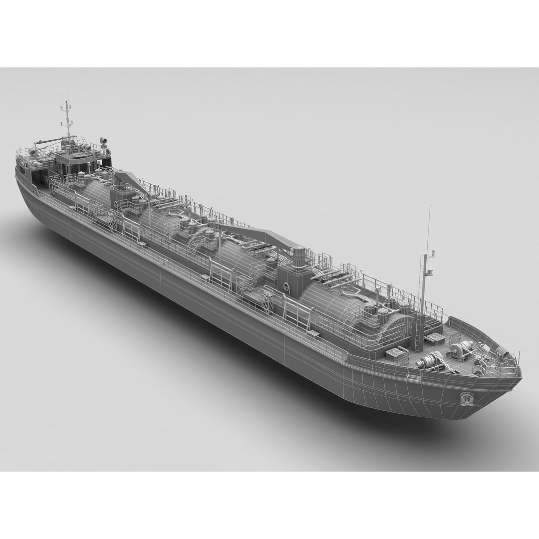 Bunkering Vessel 3D Model – High Poly Industrial Watercraft, FBX, OBJ - View 4