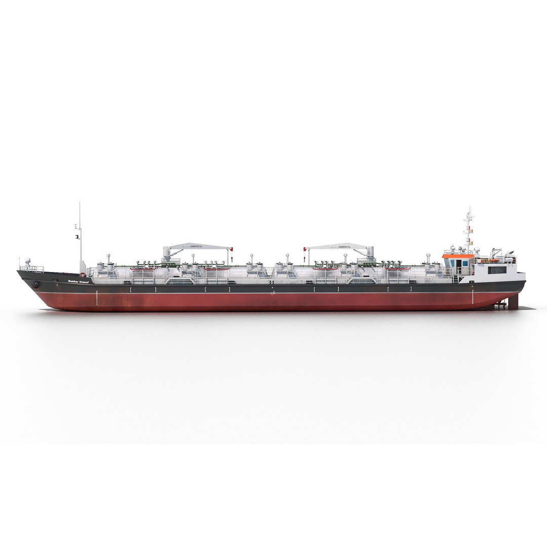 Bunkering Vessel 3D Model – High Poly Industrial Watercraft, FBX, OBJ - View 6