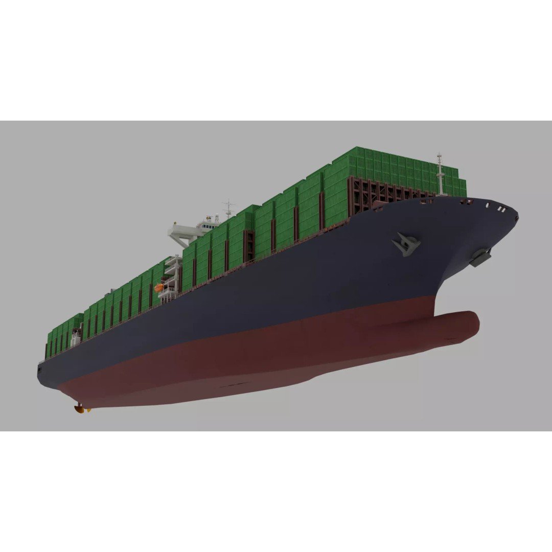High-Poly Container Ship 3D Model – Realistic Vessel for Animation, FBX - View 10