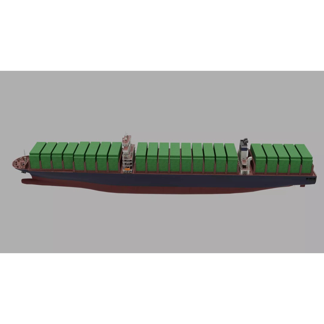 High-Poly Container Ship 3D Model – Realistic Vessel for Animation, FBX - View 11