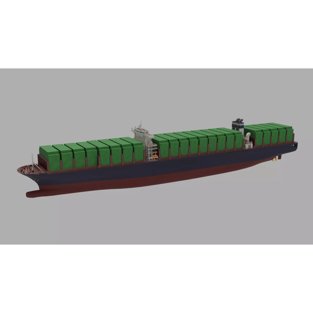 High-Poly Container Ship 3D Model – Realistic Vessel for Animation, FBX - View 2