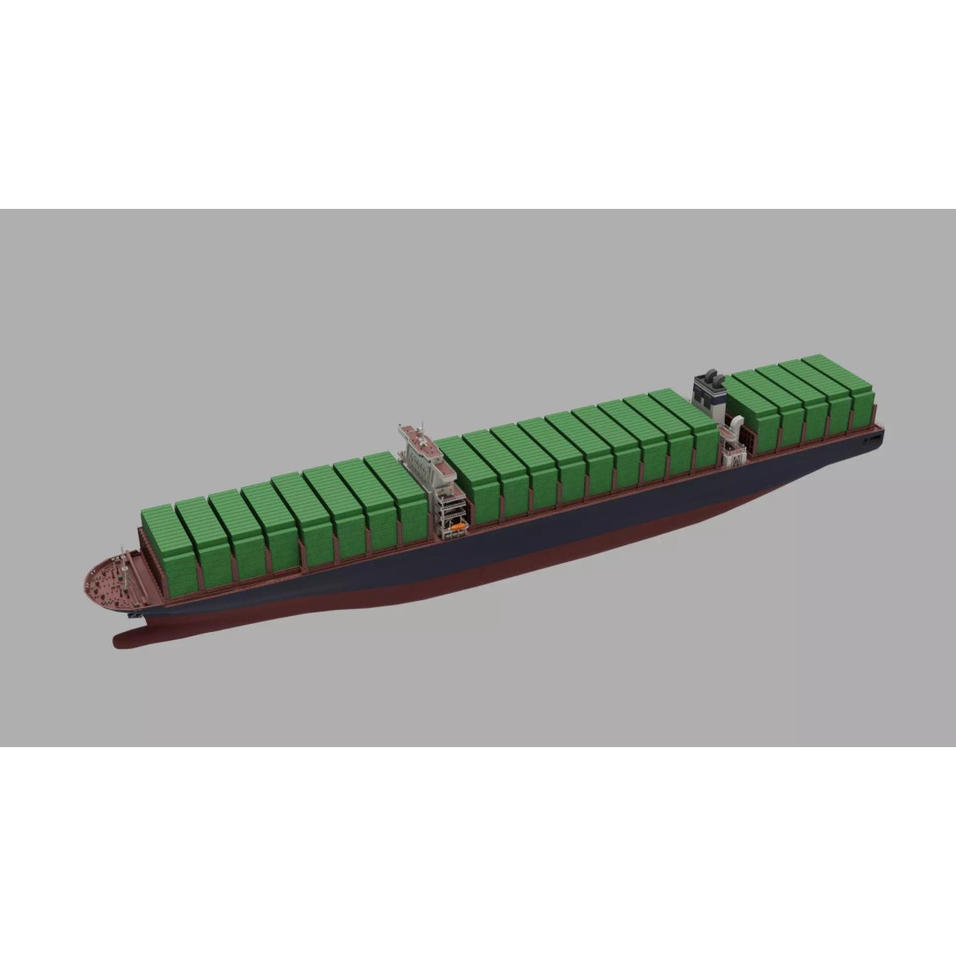 High-Poly Container Ship 3D Model – Realistic Vessel for Animation, FBX - View 3