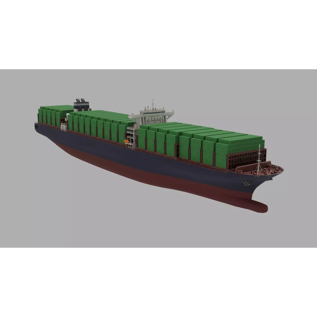 High-Poly Container Ship 3D Model – Realistic Vessel for Animation, FBX - View 5