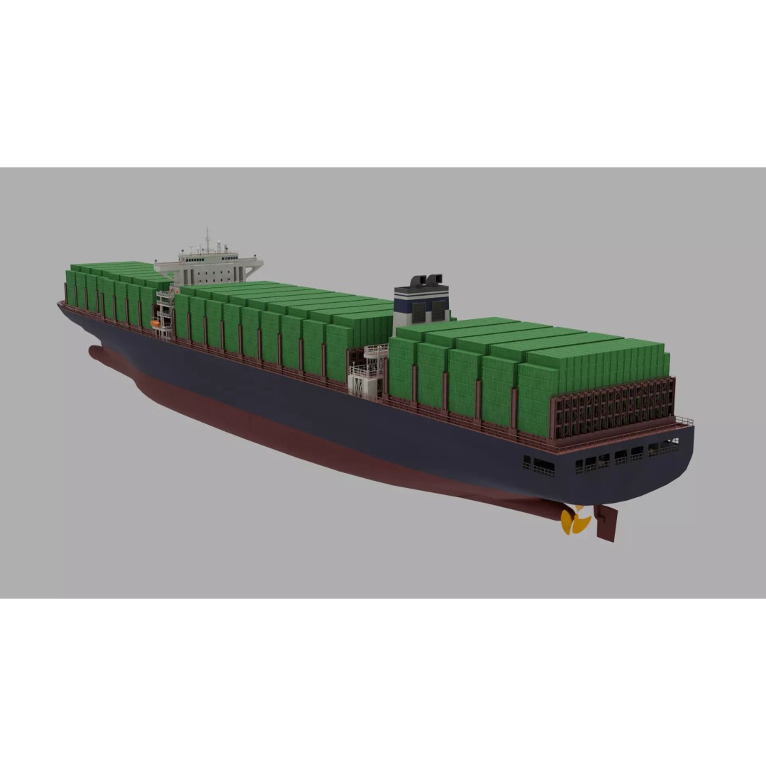 High-Poly Container Ship 3D Model – Realistic Vessel for Animation, FBX - View 6