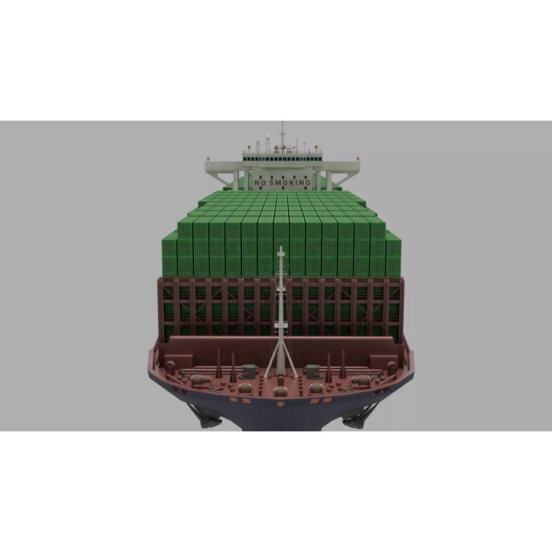 High-Poly Container Ship 3D Model – Realistic Vessel for Animation, FBX - View 8