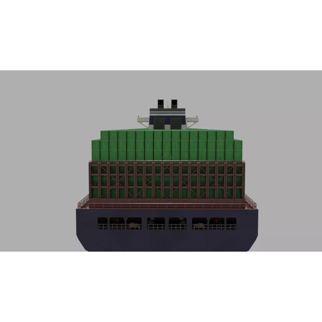 High-Poly Container Ship 3D Model – Realistic Vessel for Animation, FBX - View 9