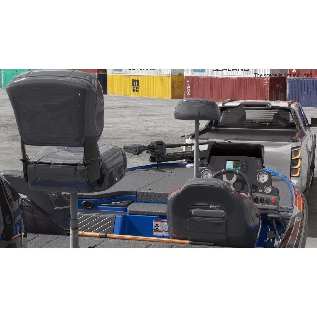 Performance Bass Sport Boat 3D Model – Blue Trailered Vessel with PBR Textures - View 4