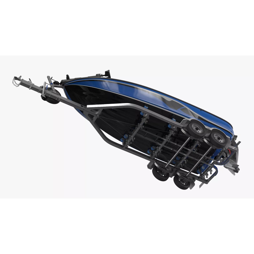 Performance Bass Sport Boat 3D Model – Blue Trailered Vessel with PBR Textures - View 7