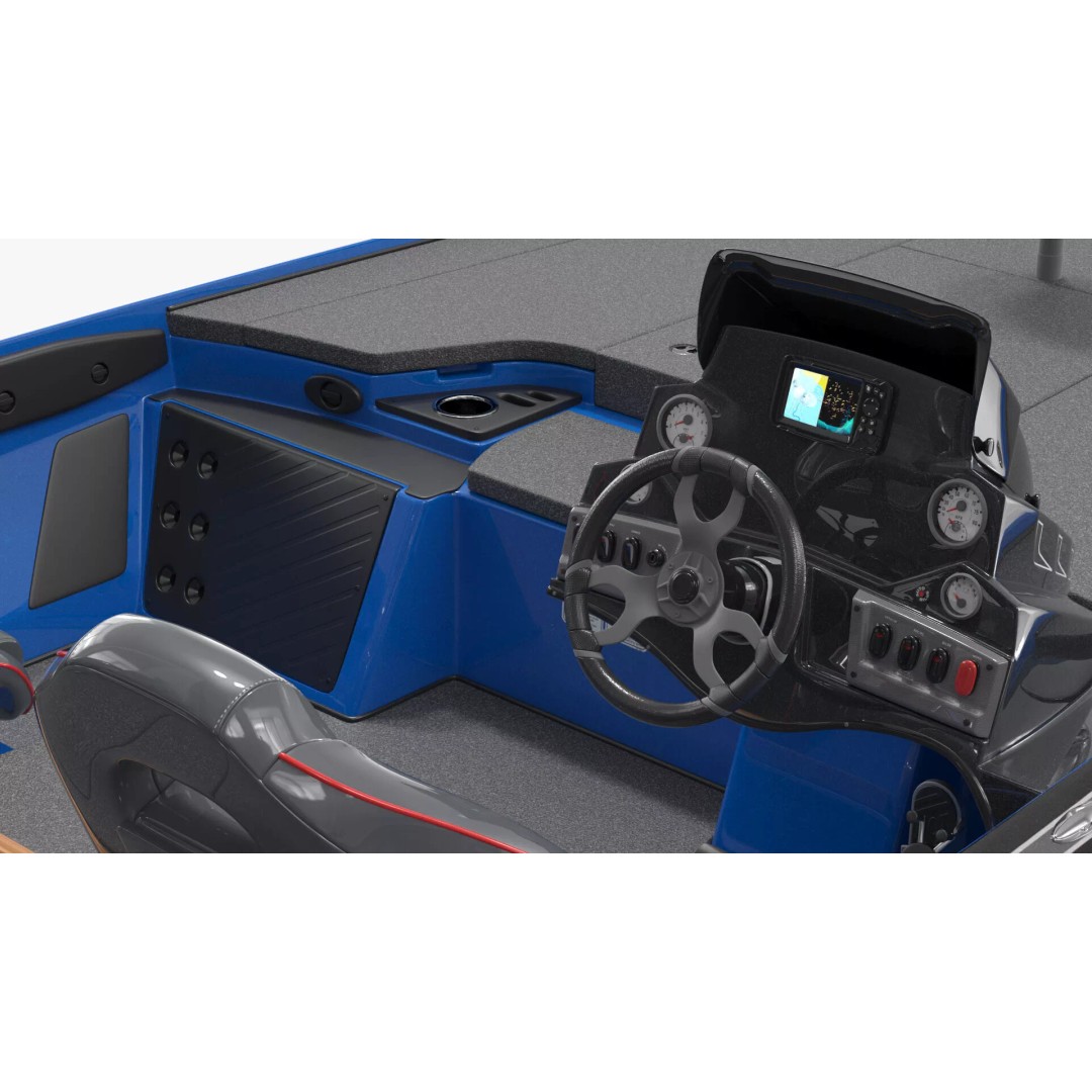 Performance Bass Sport Boat 3D Model – Blue Trailered Vessel with PBR Textures - View 9
