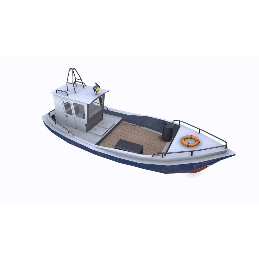 Old Boat 3D Model – Low Poly PBR Game Asset, FBX, OBJ, Blender - View 14