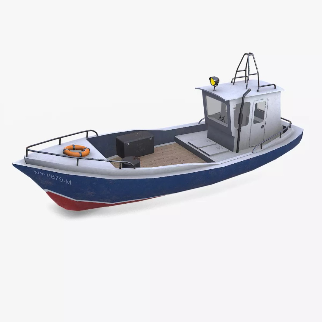 Old Boat 3D Model – Low Poly PBR Game Asset, FBX, OBJ, Blender - View 2