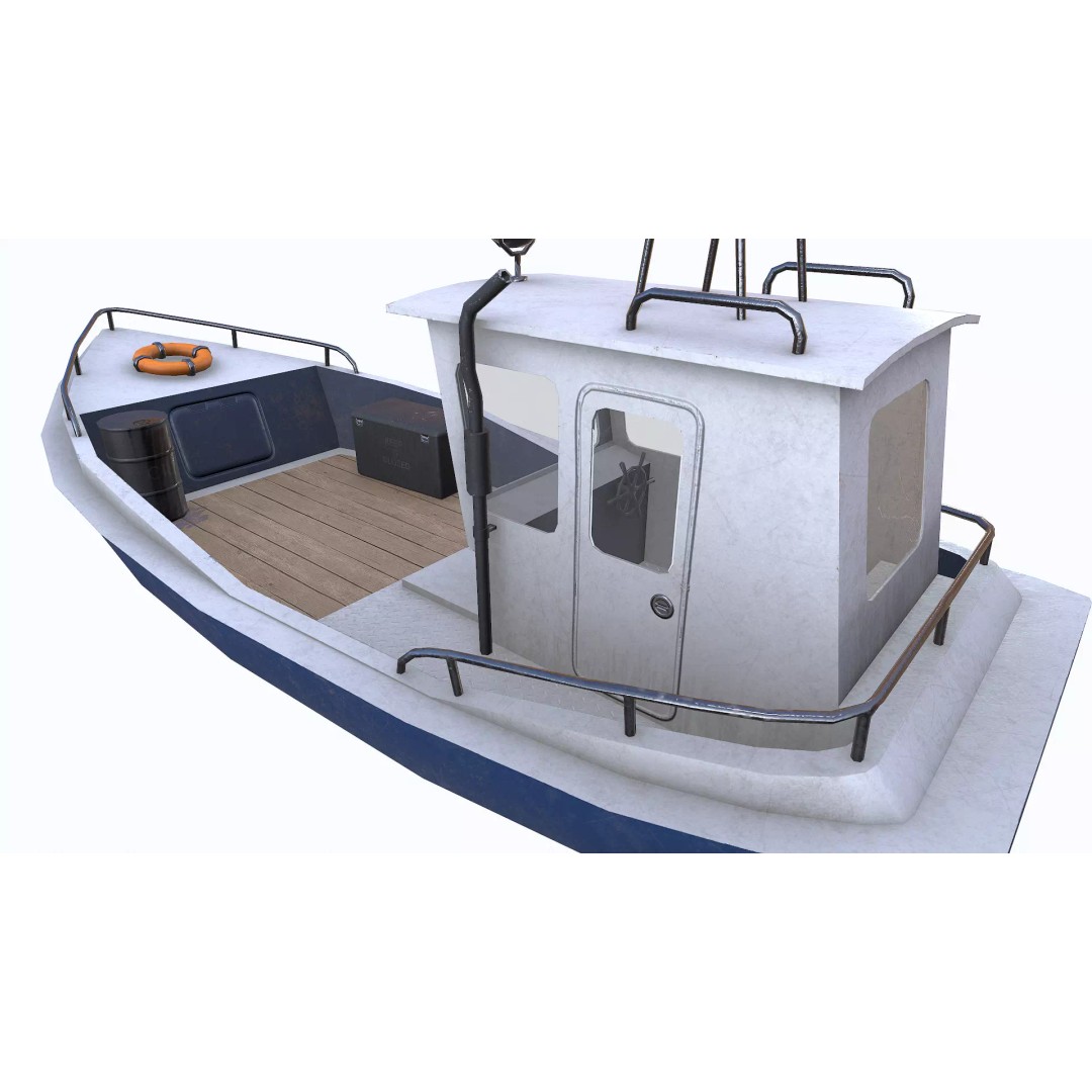 Old Boat 3D Model – Low Poly PBR Game Asset, FBX, OBJ, Blender - View 21