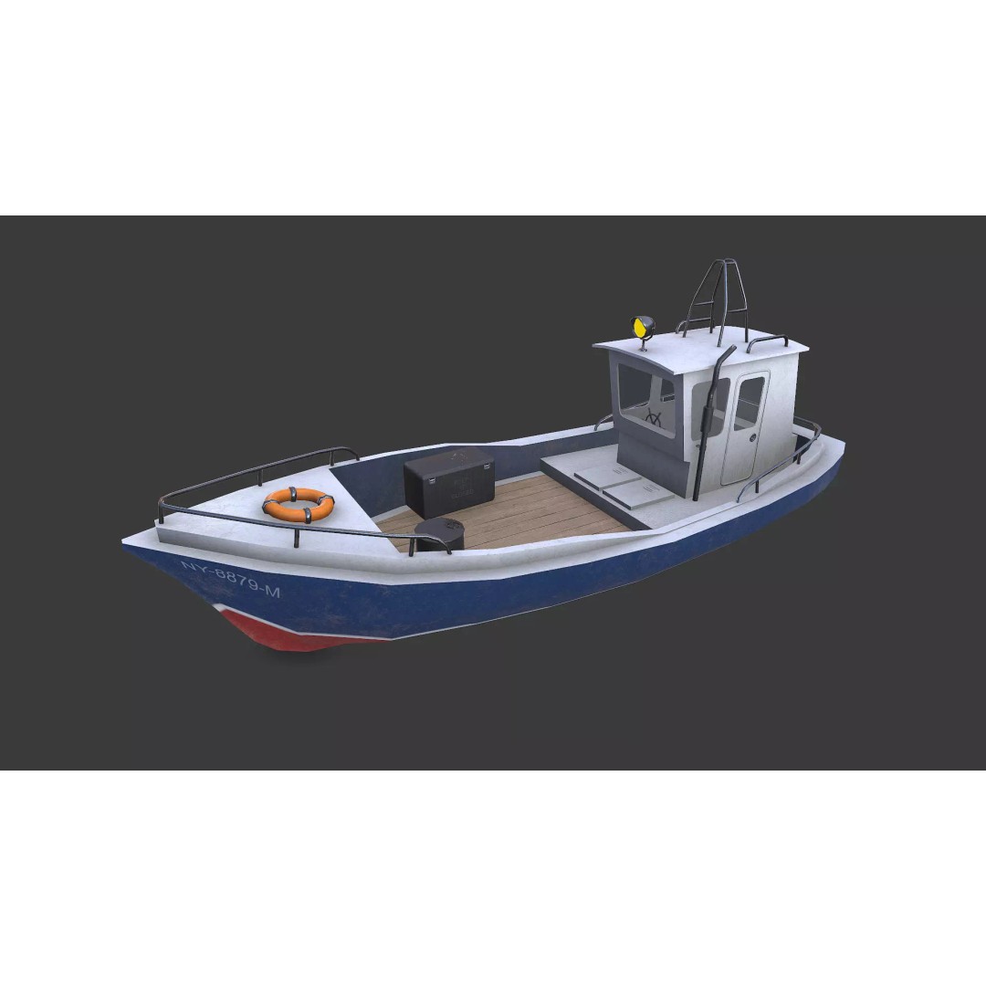 Old Boat 3D Model – Low Poly PBR Game Asset, FBX, OBJ, Blender - View 3