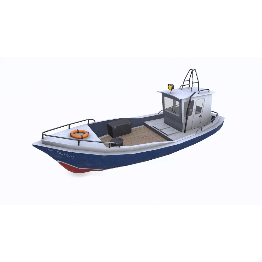 Old Boat 3D Model – Low Poly PBR Game Asset, FBX, OBJ, Blender - View 4