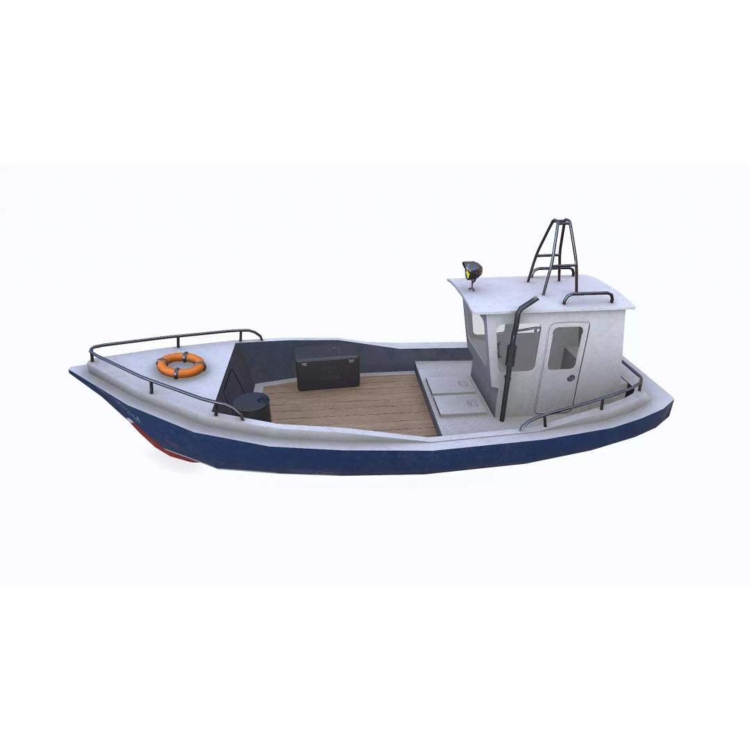 Old Boat 3D Model – Low Poly PBR Game Asset, FBX, OBJ, Blender - View 6