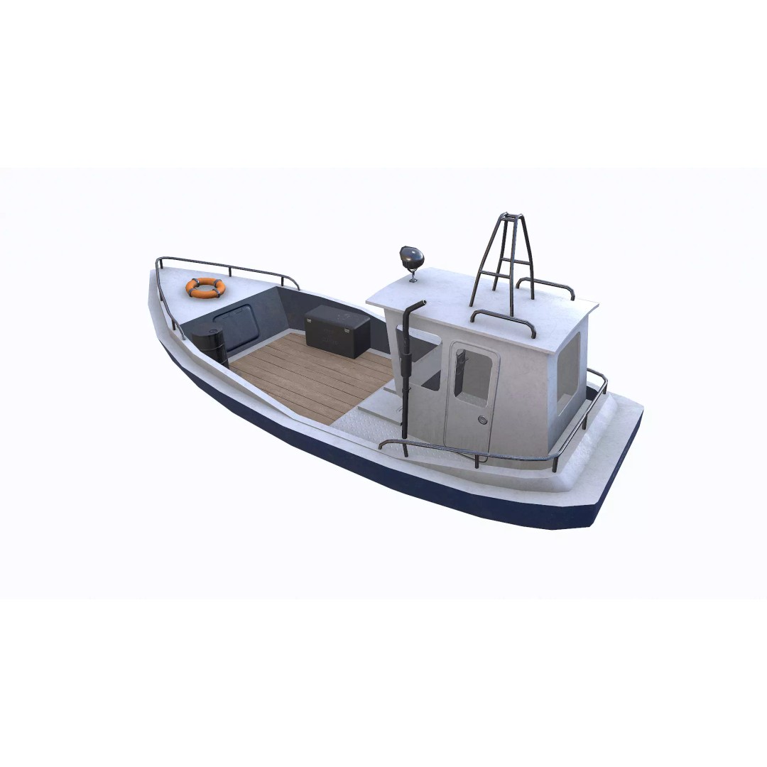 Old Boat 3D Model – Low Poly PBR Game Asset, FBX, OBJ, Blender - View 7
