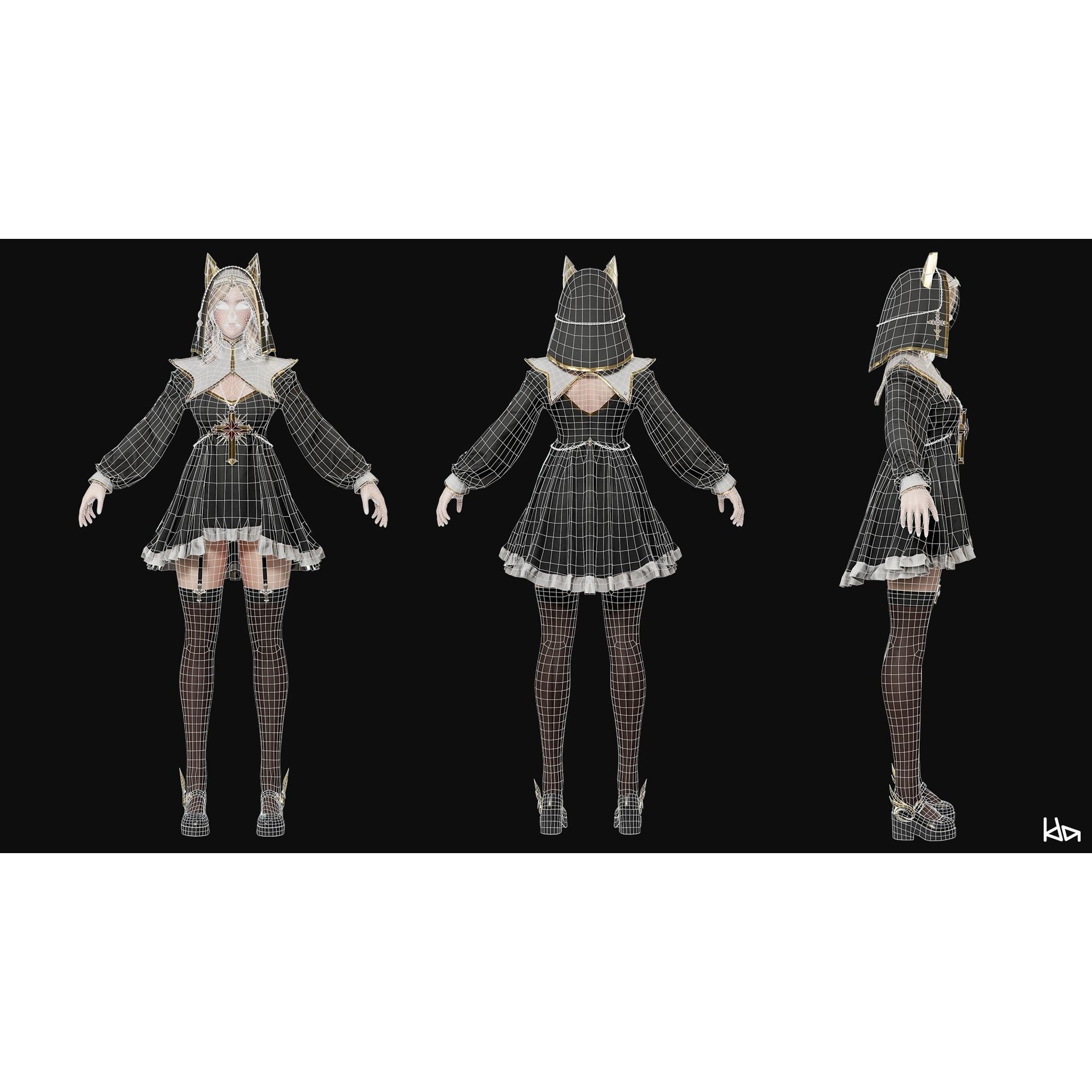 Priestess Girl - Low-Poly Game-Ready 3D Model
