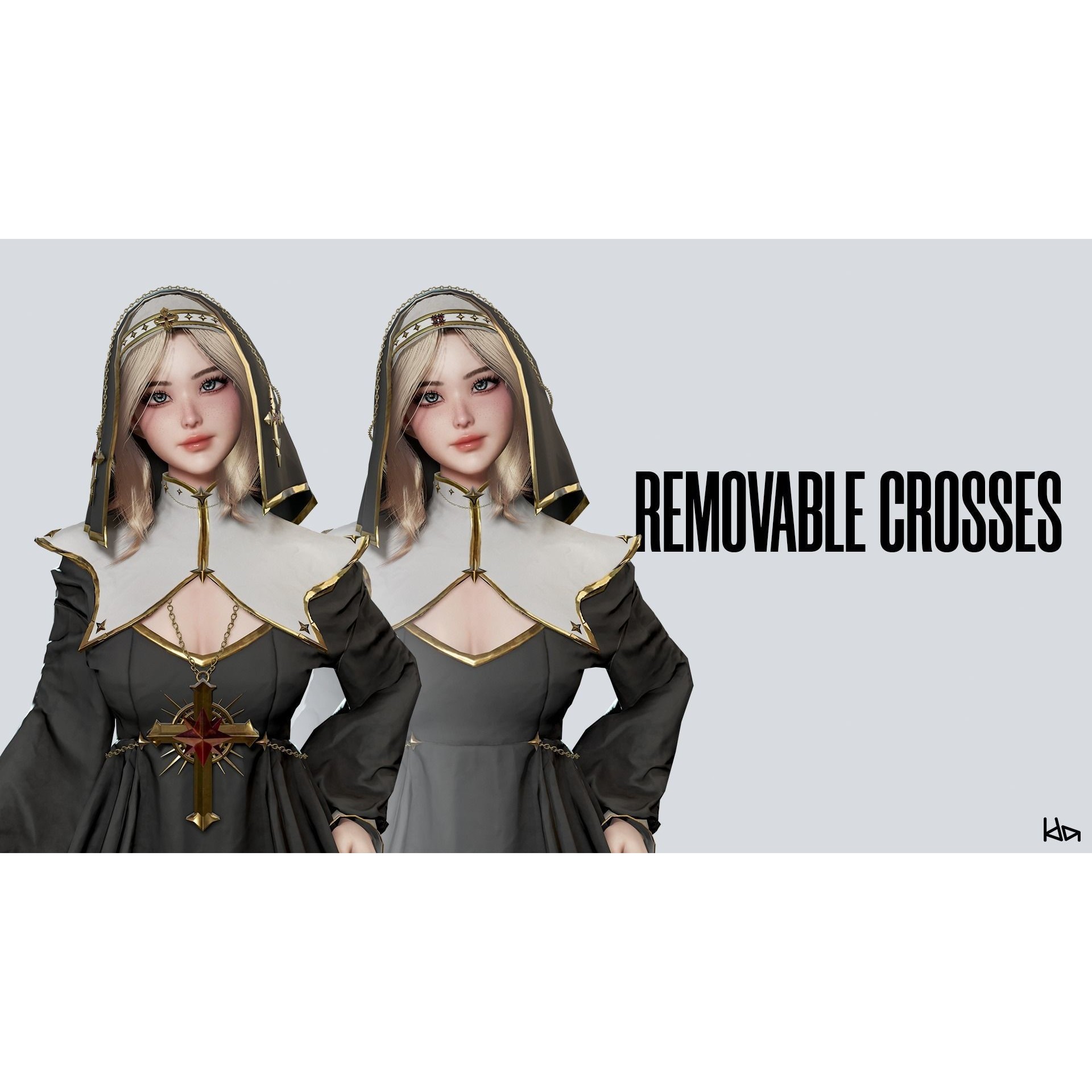 Priestess Girl - Low-Poly Game-Ready 3D Model - View 13