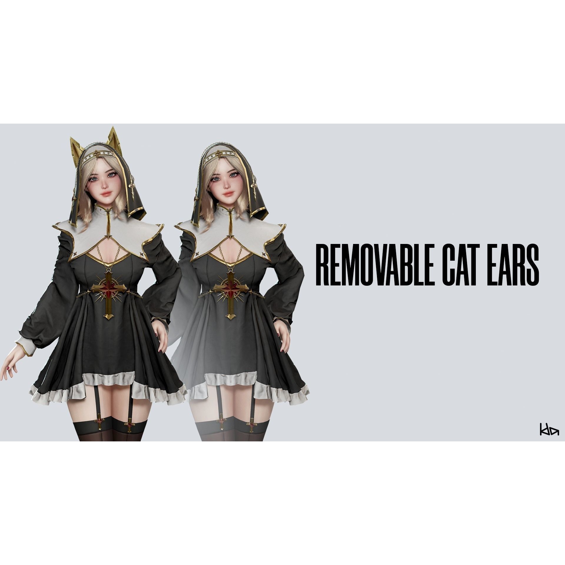 Priestess Girl - Low-Poly Game-Ready 3D Model - View 14