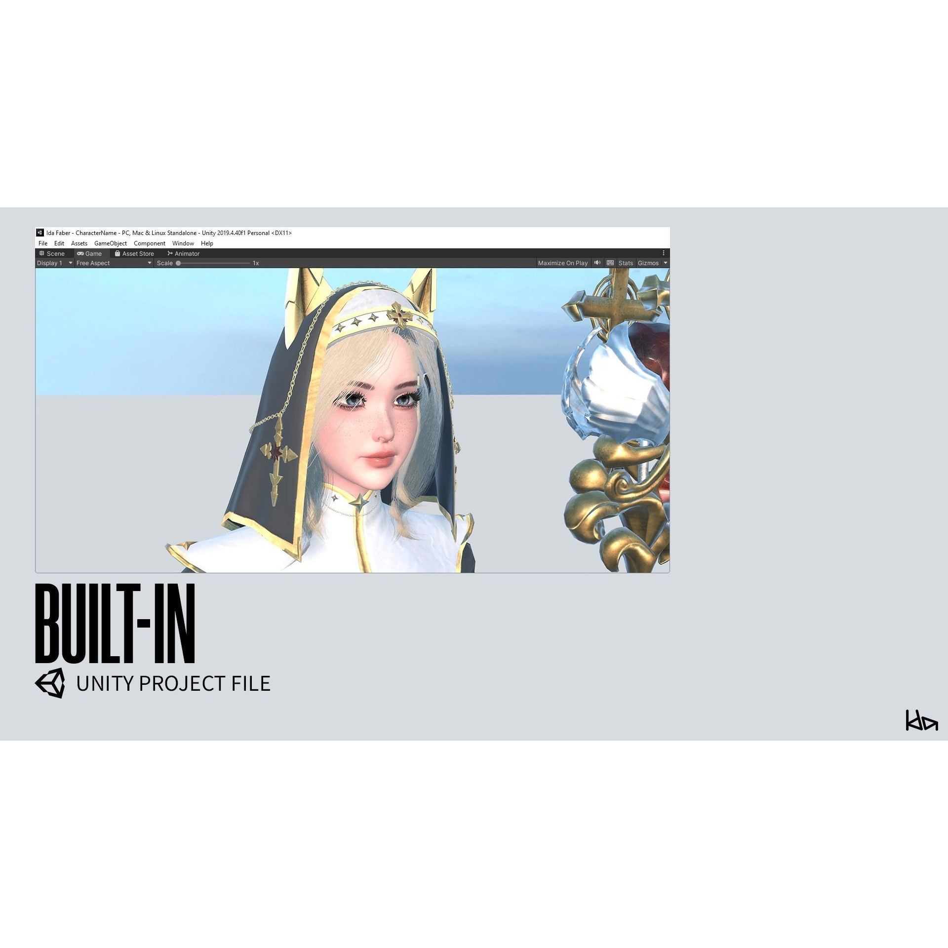 Priestess Girl - Low-Poly Game-Ready 3D Model - View 17