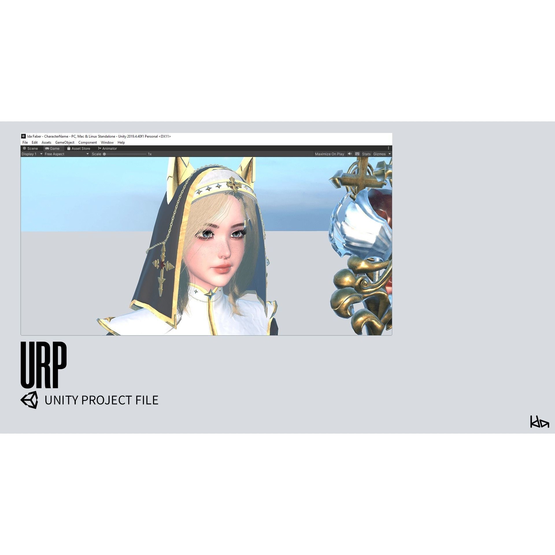 Priestess Girl - Low-Poly Game-Ready 3D Model - View 18
