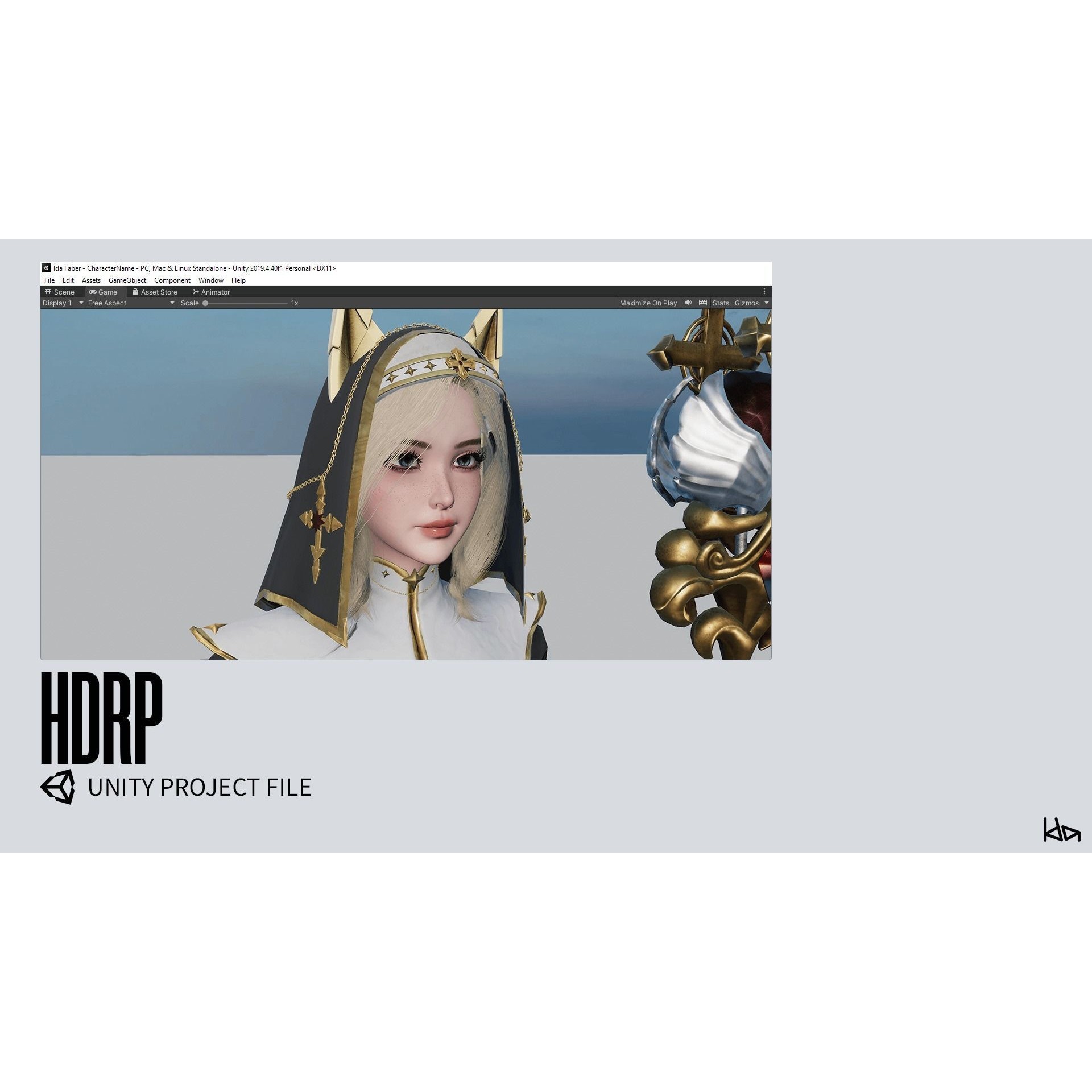 Priestess Girl - Low-Poly Game-Ready 3D Model - View 19
