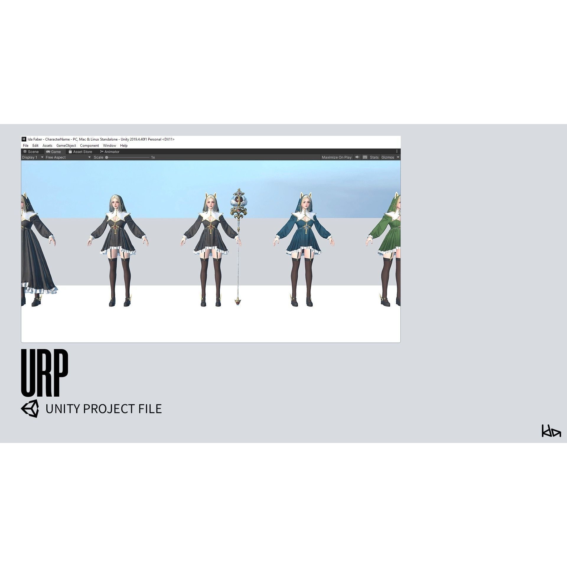 Priestess Girl - Low-Poly Game-Ready 3D Model - View 21