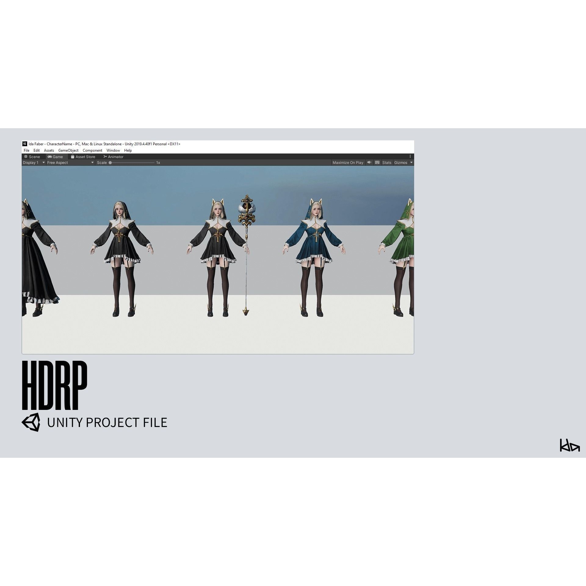 Priestess Girl - Low-Poly Game-Ready 3D Model - View 22