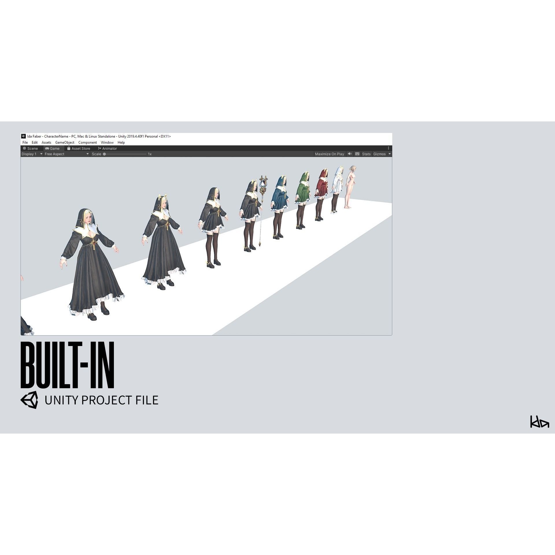 Priestess Girl - Low-Poly Game-Ready 3D Model - View 23
