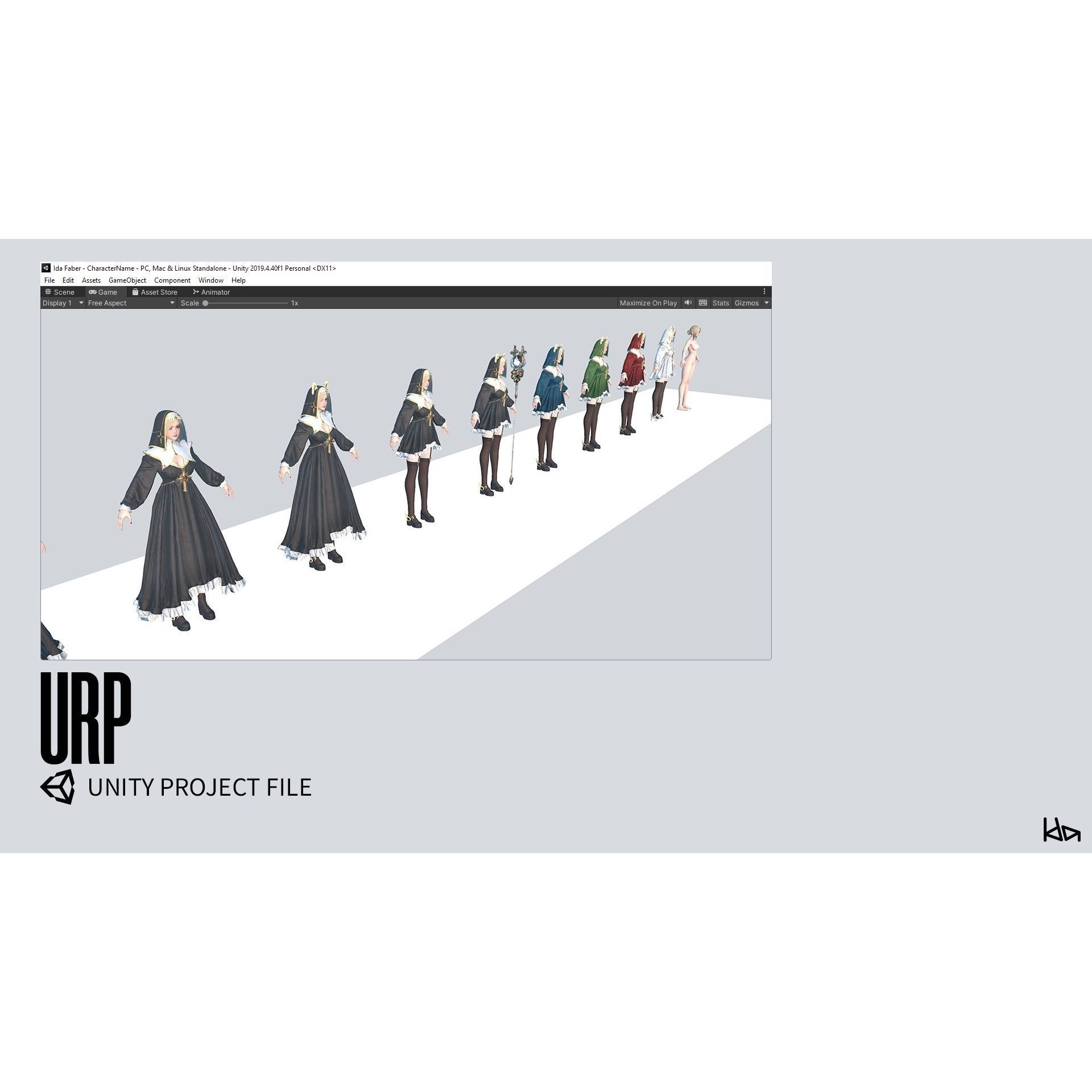 Priestess Girl - Low-Poly Game-Ready 3D Model - View 24