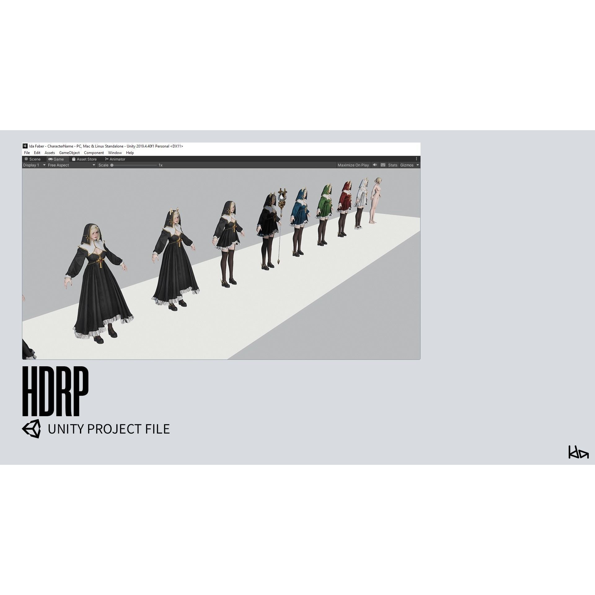 Priestess Girl - Low-Poly Game-Ready 3D Model - View 25