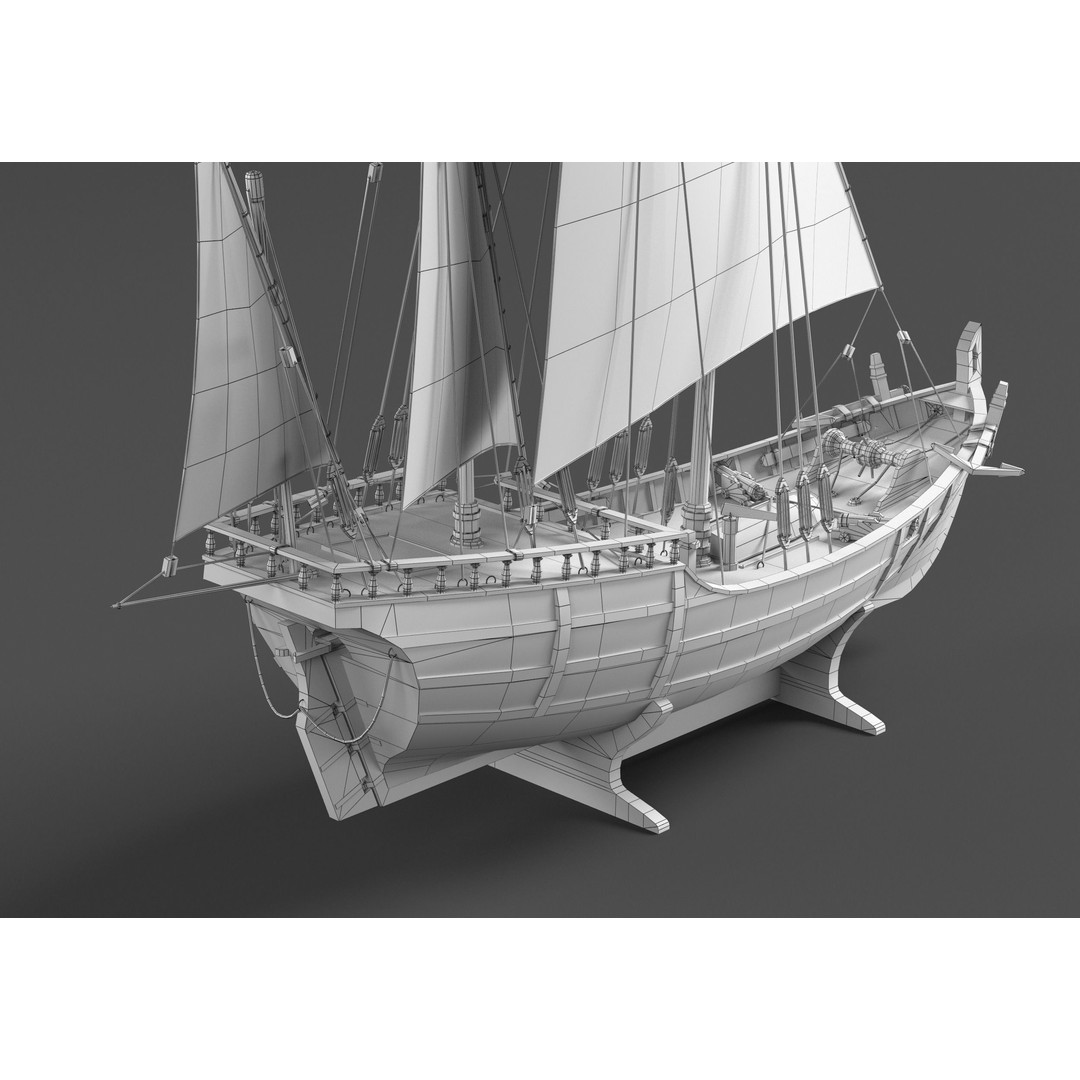 LaNina Ship 3D Model – Low Poly Historical Vessel, FBX