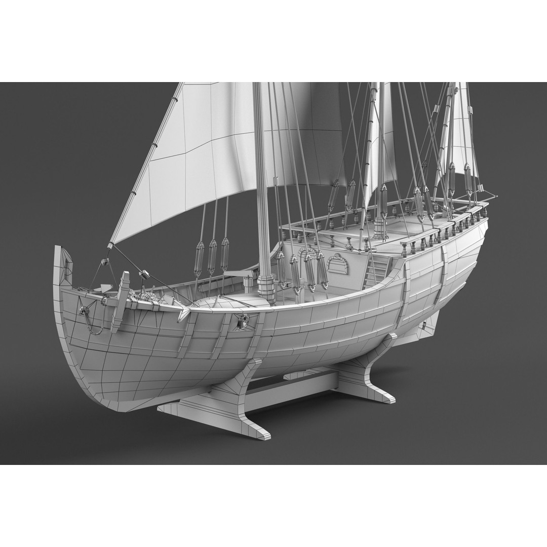 LaNina Ship 3D Model – Low Poly Historical Vessel, FBX - View 10