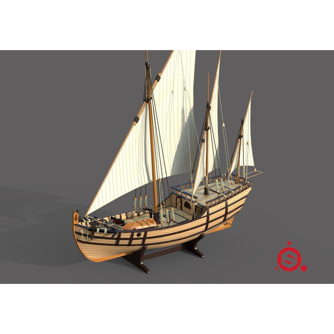 LaNina Ship 3D Model – Low Poly Historical Vessel, FBX - View 3