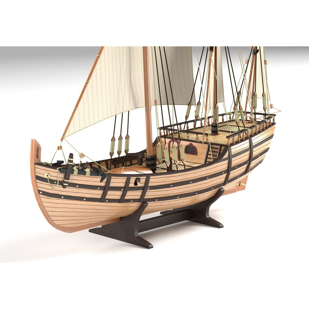 LaNina Ship 3D Model – Low Poly Historical Vessel, FBX - View 4