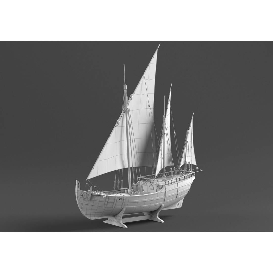 LaNina Ship 3D Model – Low Poly Historical Vessel, FBX - View 8