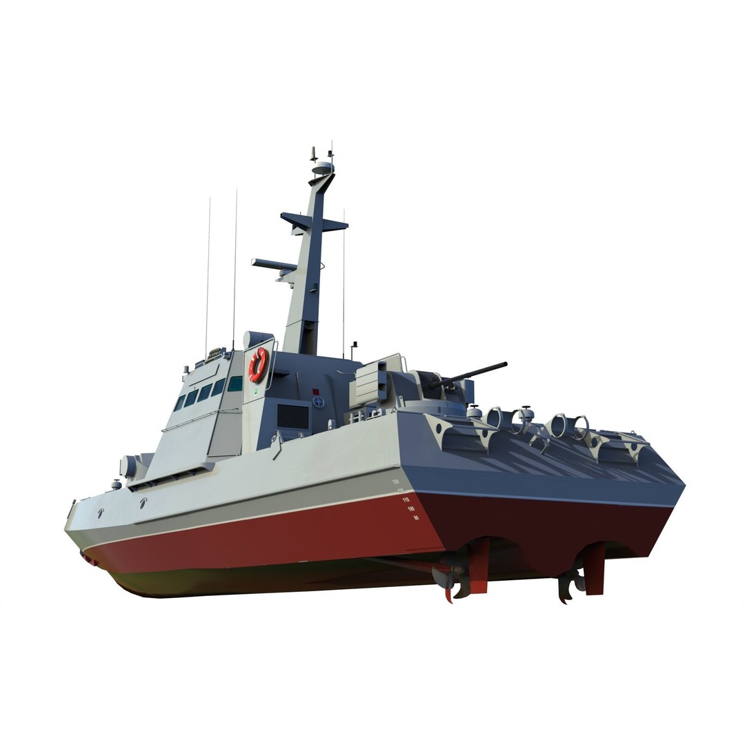 Ukrainian Gyurza-M Class Artillery Boat 3D Model – Game Ready FBX Asset - View 7