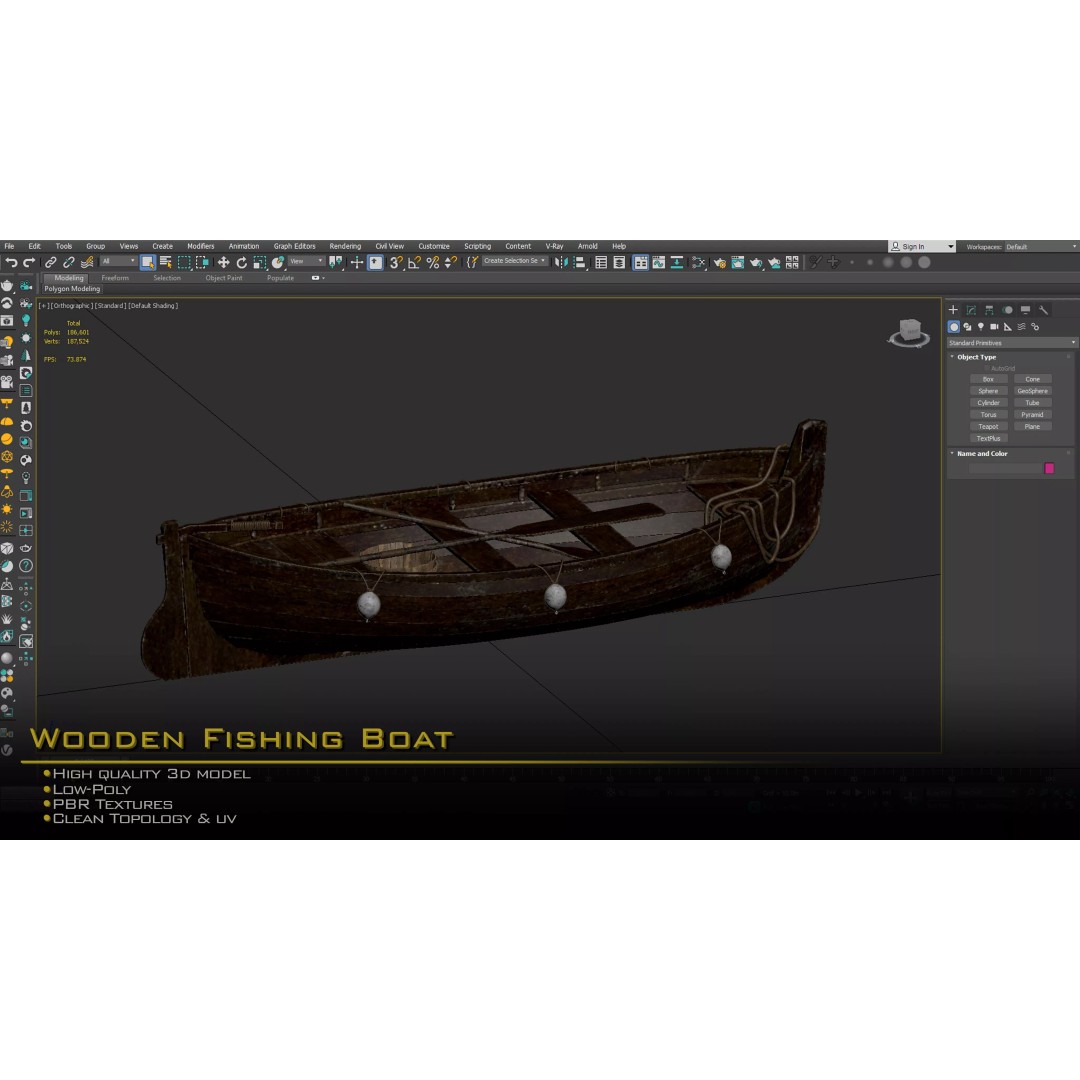 Wooden Fishing Boat 3D Model – Medieval Style, Low Poly, Game Ready