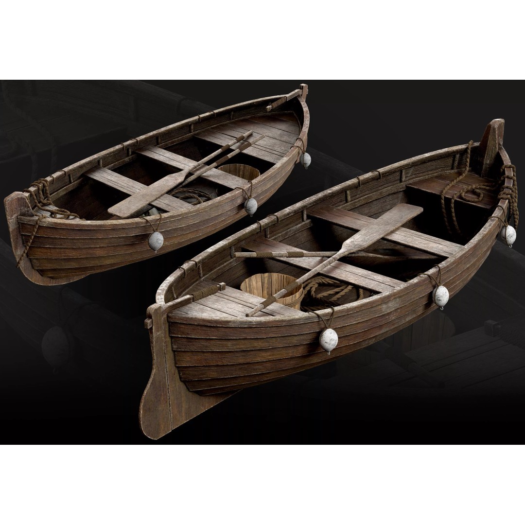 Wooden Fishing Boat 3D Model – Medieval Style, Low Poly, Game Ready - View 2