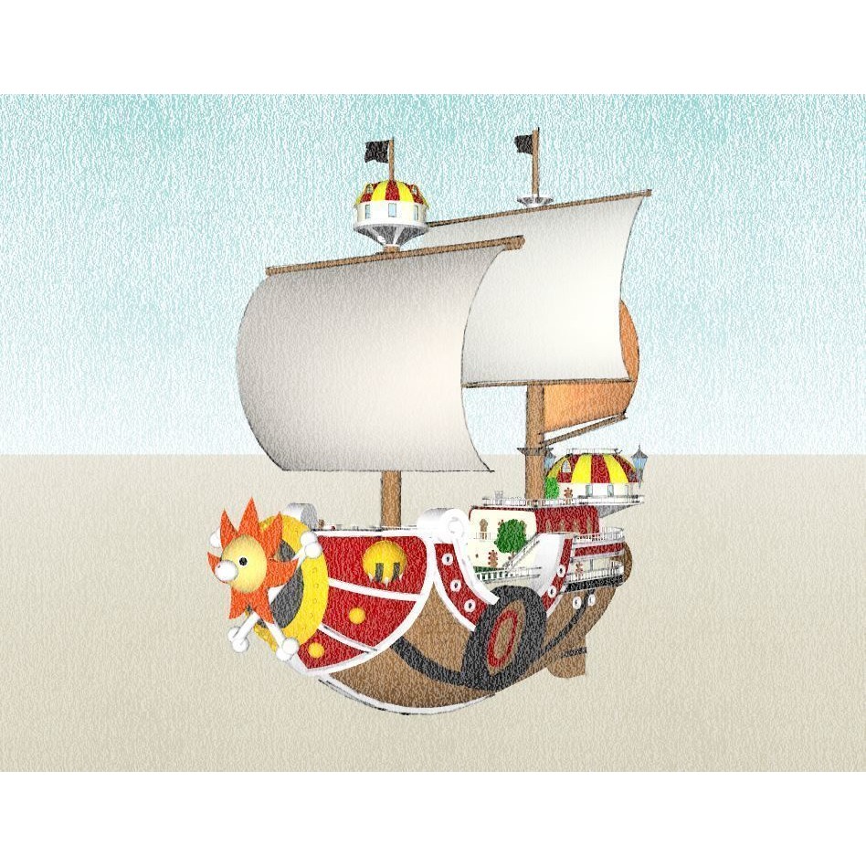 Thousand Sunny 3D Model – Low Poly Pirate Ship, Rigged, FBX, OBJ